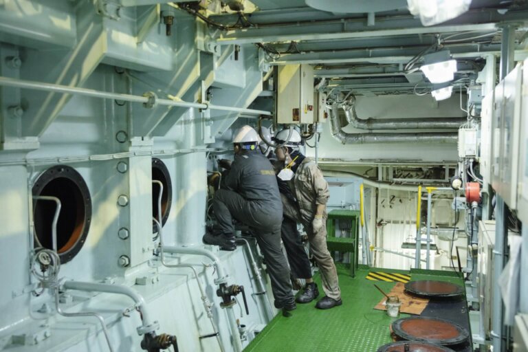 Engine Room Maintenance on a Ship